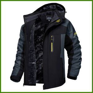 Men's Winter Ski Jacket Waterproof Snowboard Fleece Lining Hooded Parka